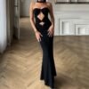 Women Clothing Summer Sexy Cutout Tube Top Ribbon Dress Women