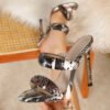 Snake Pattern Roman Square Toe High Heel Mules