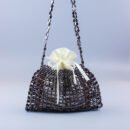 Silver & Gold Beaded Dumpling Shoulder Bag – Handmade Glamour