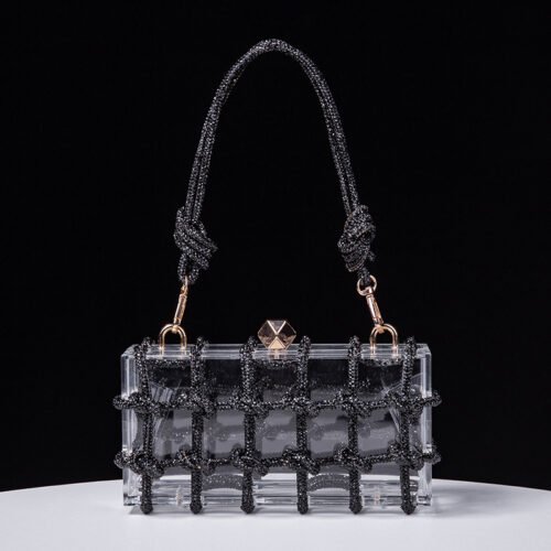 Transparent Square Rope Handbag – Modern Braided Box Design