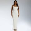 Pure Linen Long Sleeve Dress Casual Vacation Beach Overskirt Deep V Plunge Neck Loose Profile Shirt Dress