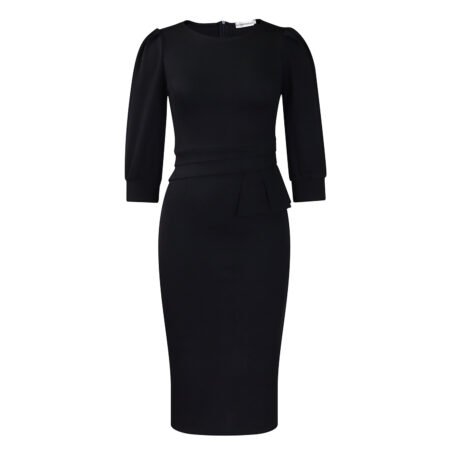 Solid Color round Neck Office Office Hip Dress