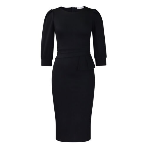 Solid Color round Neck Office Office Hip Dress
