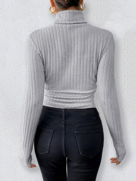 Women Wear Source Knitted Long Sleeve Turtleneck Slim Fit Jumpsuit Bodysuit