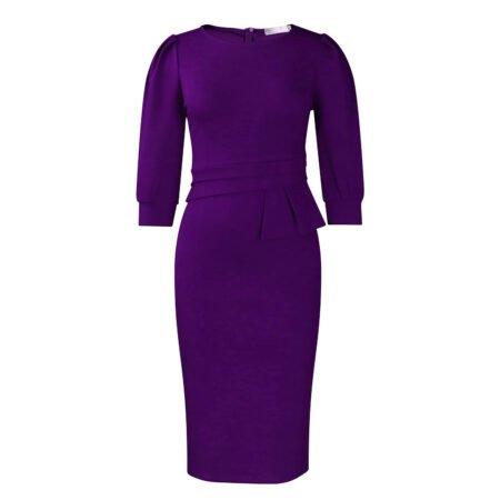 Solid Color round Neck Office Office Hip Dress
