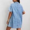 Ladies Dress Spring Summer Women Clothing Polo Collar Loose Denim Dress