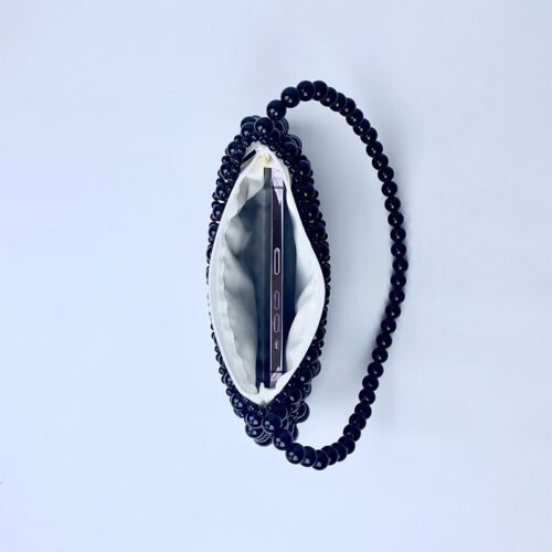 Vintage Pearl Chain Beaded Underarm Bag – Handwoven Elegance