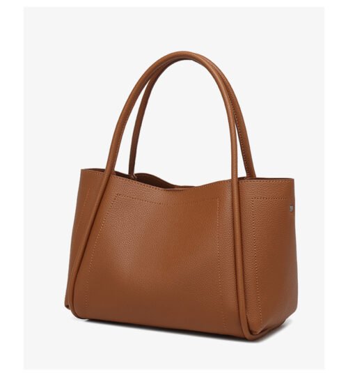 Soft Leather Basket Handbag – Large Capacity Everyday Tote