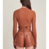 Autumn Winter High Waist A line Faux Leather Pants Women Popular Wide Leg Slimming Shorts