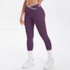 Nude Feel Skinny Yoga Pants Contrast Color Sexy Hip Lifting Cross High Waist Cropped Pants Women Sports Fitness Pants
