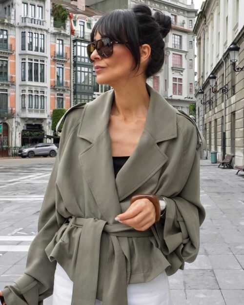 Channel Parisian elegance with our High-End French Lace-Up Windbreaker, featuring a dramatic collar and feminine lace-up design. Perfect for those who crave timeless refinement with a modern twist.