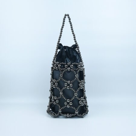 Silver Luxe Beaded Cutout Evening Handbag