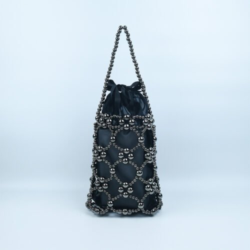 Silver Luxe Beaded Cutout Evening Handbag