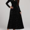 Autumn Winter Sexy V Neck Long Sleeve Maxi Pleuche Dress Women