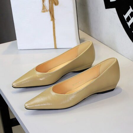 Elegant Silver Pointed Toe Low Heel Wedge Shoes