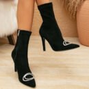 Stiletto Rhinestone Stretch Sock Boots – Autumn Winter High Heel Elegance