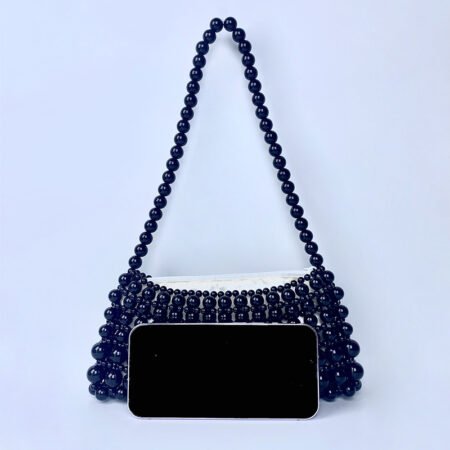 Vintage Pearl Chain Beaded Underarm Bag – Handwoven Elegance