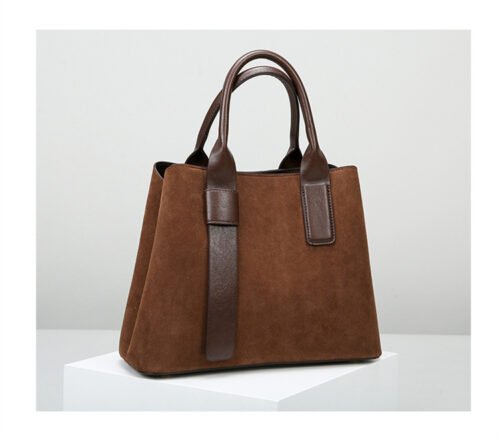 Frosted Soft Leather Shoulder Bag – Elegant Winter Office Tote