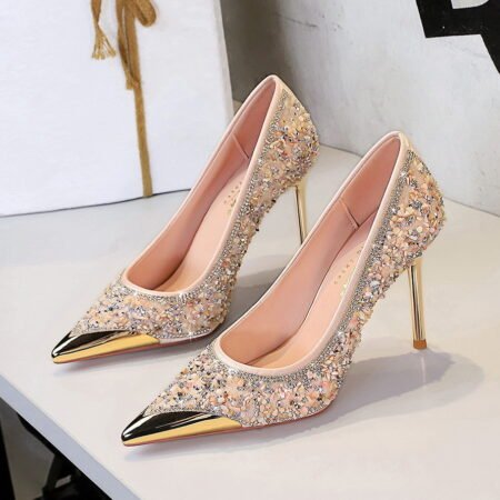 Rhinestone Crystal Pointed Toe Stiletto Pumps
