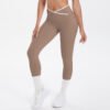 Nude Feel Skinny Yoga Pants Contrast Color Sexy Hip Lifting Cross High Waist Cropped Pants Women Sports Fitness Pants