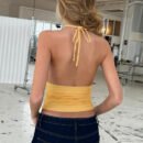 Women Clothing Summer Sexy Bare Back Slim Fit Short Halterneck Vest Top Women