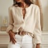 Women Autumn Winter Elegant Solid Color Knitted Cardigan Crocheted Hollow Out Long Sleeve Single Breasted Sweater Coat