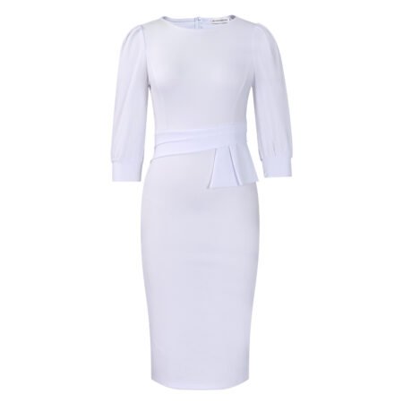 Solid Color round Neck Office Office Hip Dress
