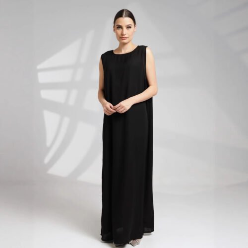 Spring Summer Simplicity Solid Color Round Neck Sleeveless Base Tank Top Dress