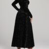Autumn Winter Sexy V Neck Long Sleeve Maxi Pleuche Dress Women