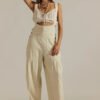 Women Loose Casual Side Pocket Sleeveless Denim Suspender Pants