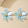 Candy Color Acrylic Flower Earrings – Irregular Five-Petal Vacation Style
