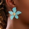 Candy Color Acrylic Flower Earrings – Irregular Five-Petal Vacation Style