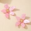 Candy Color Acrylic Flower Earrings – Irregular Five-Petal Vacation Style