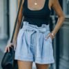 Spring Summer Office Loose Light Color Denim Shorts