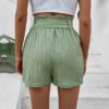 Summer Solid Color High-Waist Pleated Shorts for Women