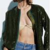 Beaded Bomber Cardigan Jacket for Women