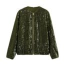 Trendy Loose Cardigan Beaded Bomber Jacket