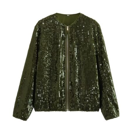 Trendy Loose Cardigan Beaded Bomber Jacket