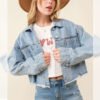 Sequin Denim Cropped Jacket for Women