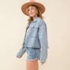Sequin Denim Cropped Jacket for Women
