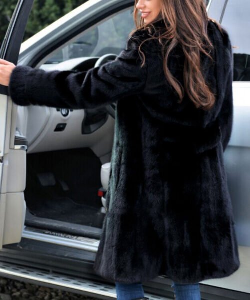 Women’s Long Faux Fur Blazer Coat – Light Luxury Winter Outerwear