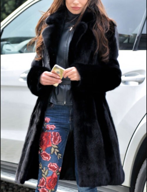 Long Blazer Collar Faux Fur Coat