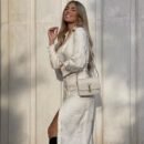 Spring Jacquard V-Neck Drawstring Waist Casual Mini Dress