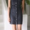Casual Summer Denim Pleated Mini Dress for Everyday Chic