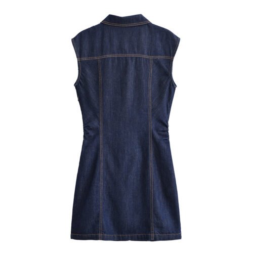 Casual Summer Denim Pleated Mini Dress for Everyday Chic