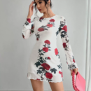 Spring Summer Floral Backless Bell Sleeve Mini Dress