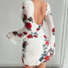 Spring Summer Floral Backless Bell Sleeve Mini Dress