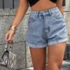 Women Casual High Waist Denim Shorts