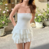 Sexy Sweet Spicy Off Neck Corset High Waist Tiered Summer Mini Dress