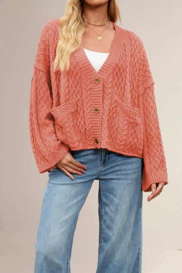 Holiday Button Woolen Shacket Sweater